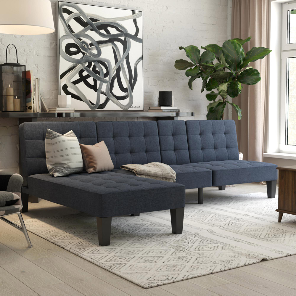 Dorel Adalynn Blue Linen Chaise Lounger Image 7