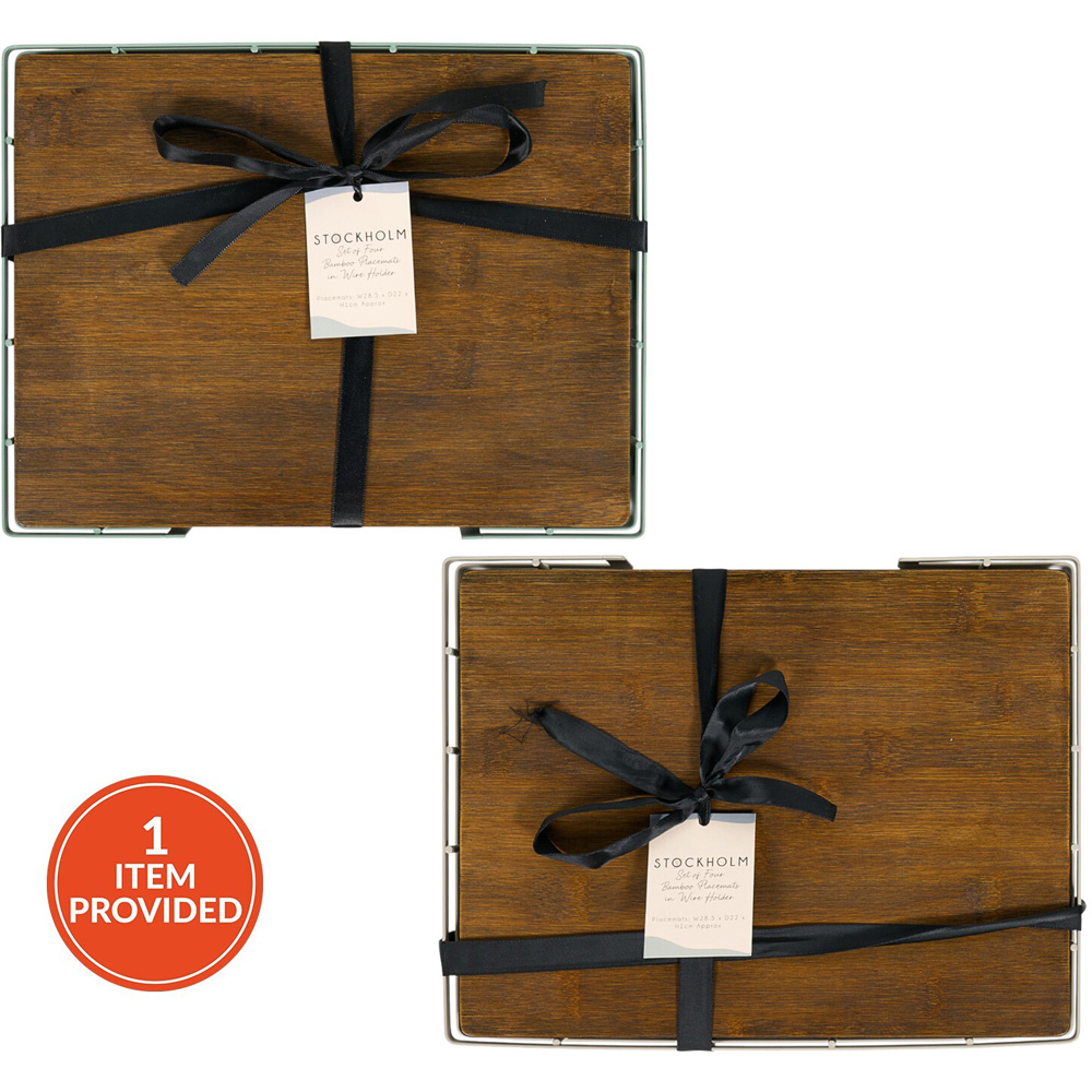 Set of 4 Stockholm Bamboo Placemats with Wire Holder Image 1