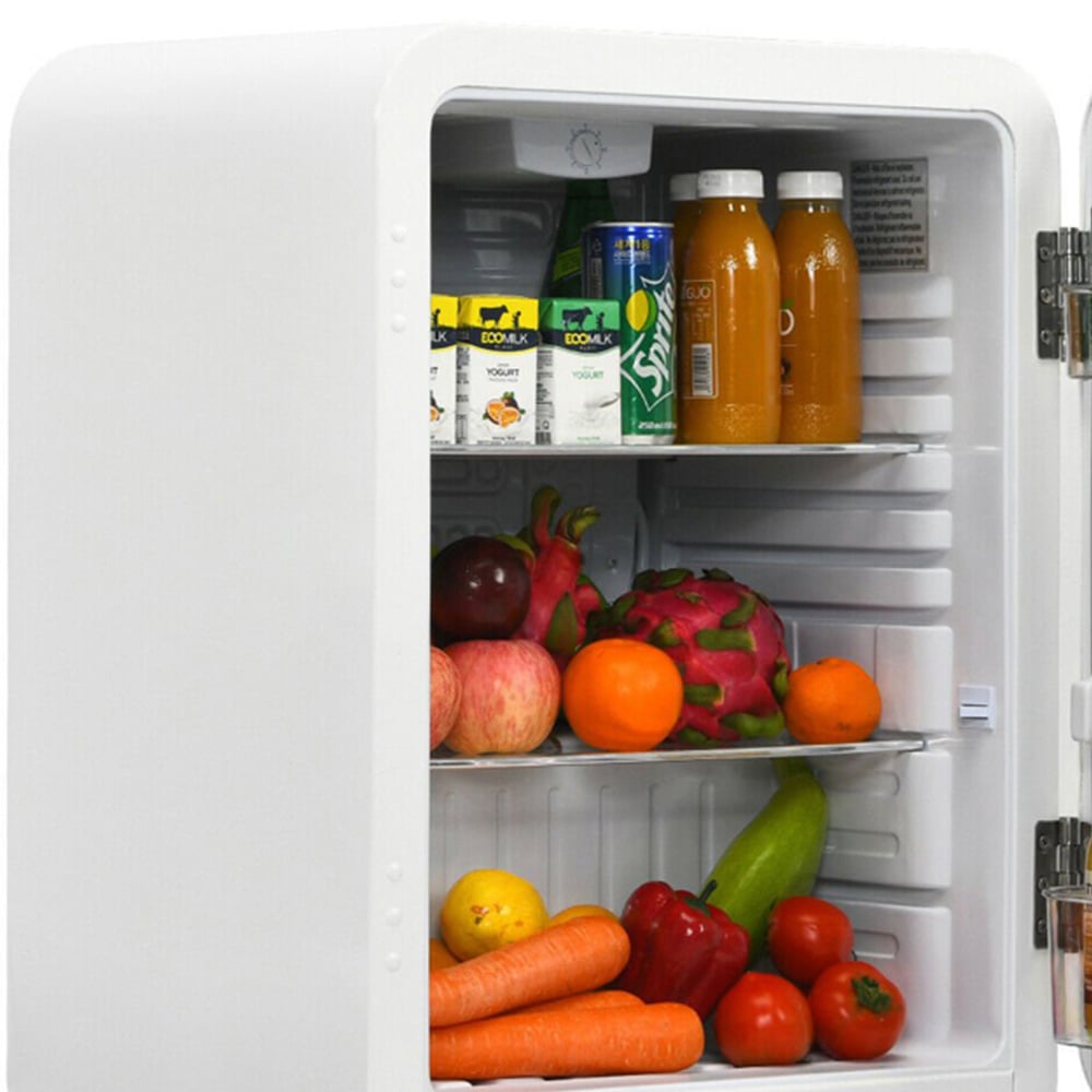 Costway White 68L Compact Refrigerator with LED Light Image 2