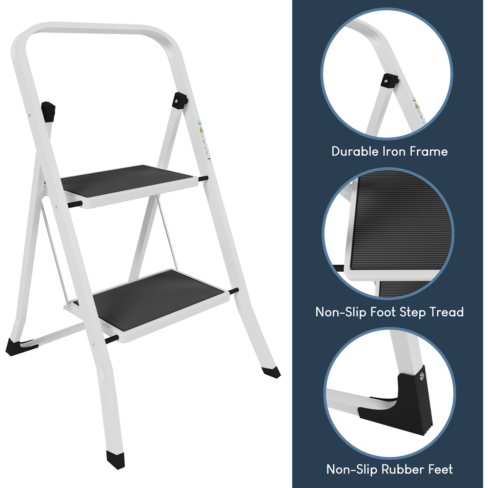 HOME VIDA White 2 Step Ladder Image 4