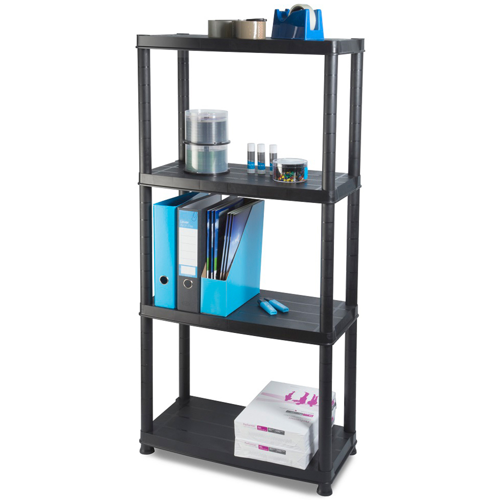 ADDiS 4 Shelf Black Plastic Shelving Unit Image 3