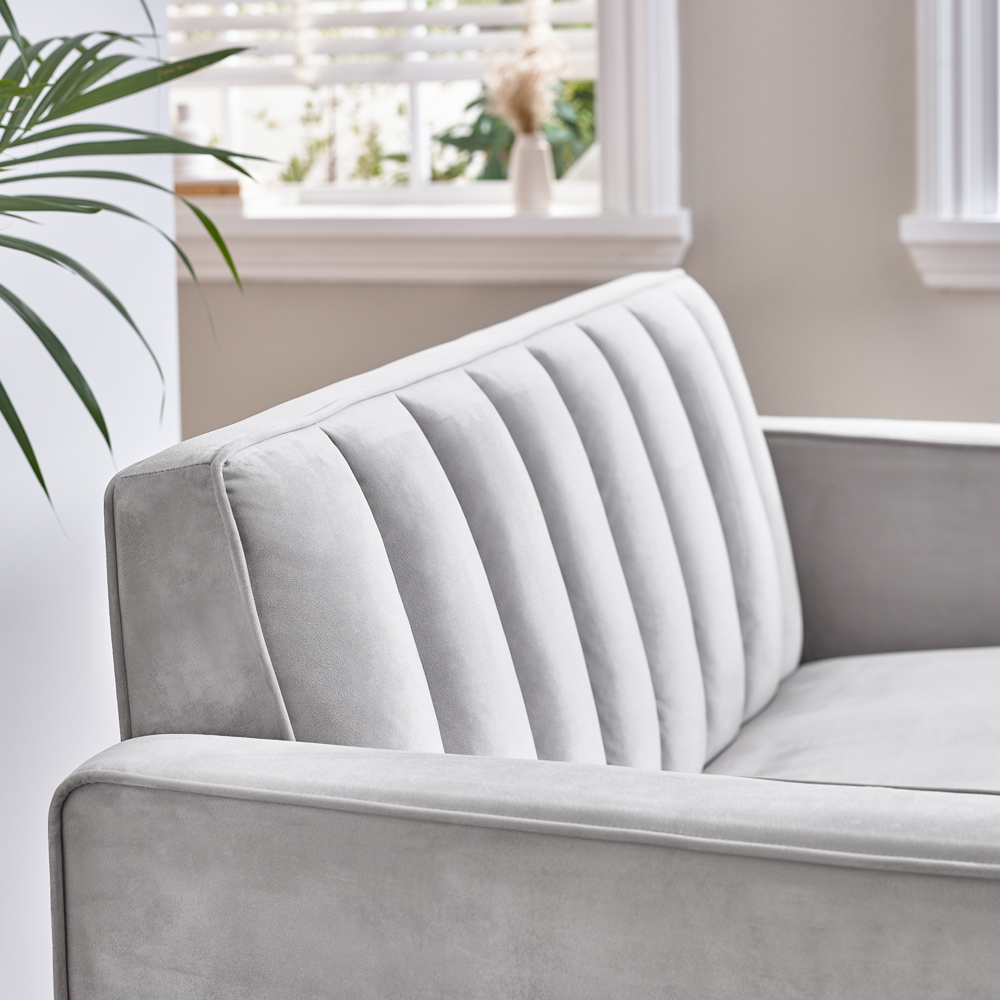 Furniturebox Kody 2 Seater Light Grey Velvet Sofa Image 4