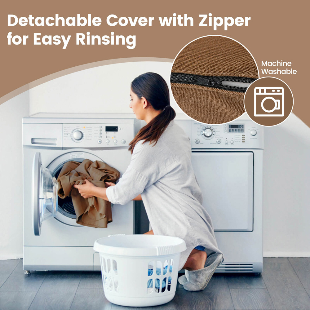 Costway Single Seater Brown Tri Folding Convertible Sofa Bed Image 6