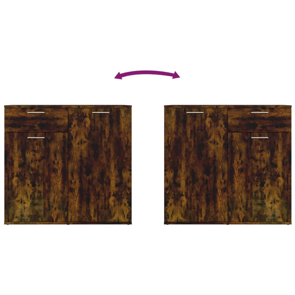 vidaXL 2 Door Single Drawer Smoked Oak Sideboard Image 6