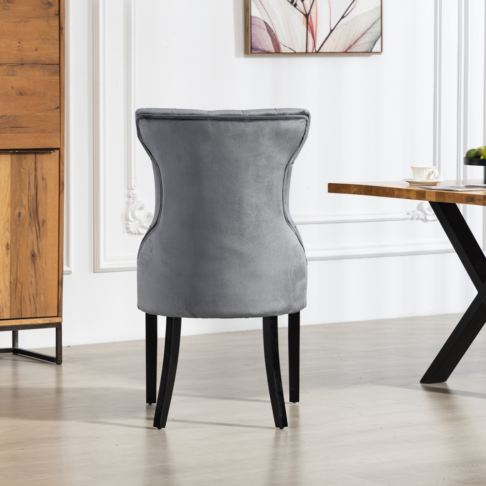 Artemis Home Genola Set of 2 Grey Velvet Fabric Dining Chair Image 5