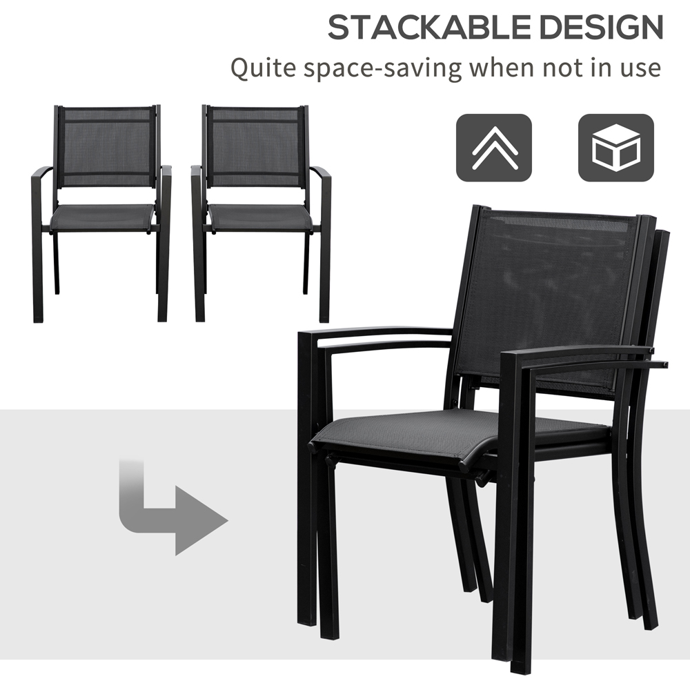 Outsunny Set of 2 Black Texteline Garden Chairs Wilko