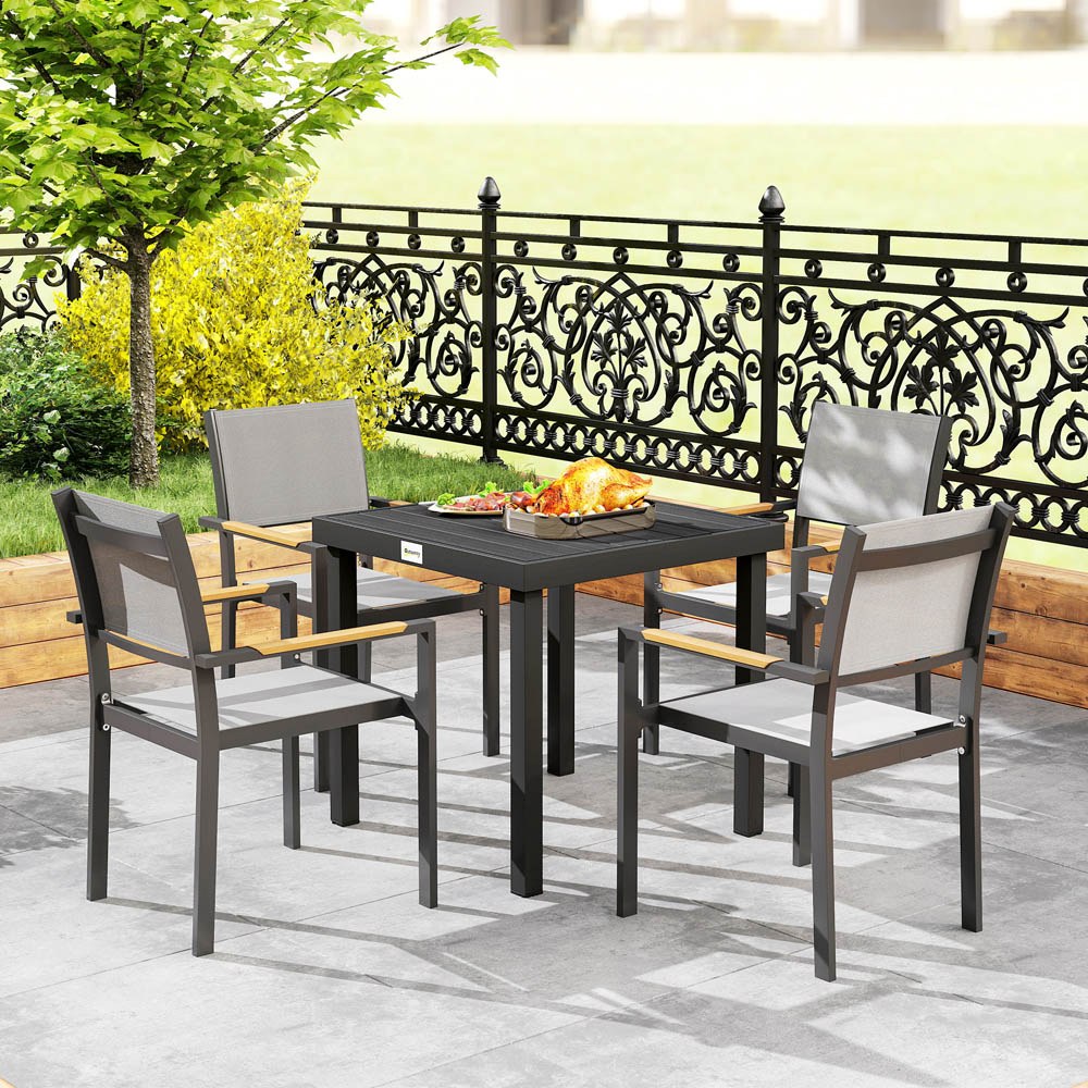 Outsunny 4 Seater Black Garden Dining Table Image 3