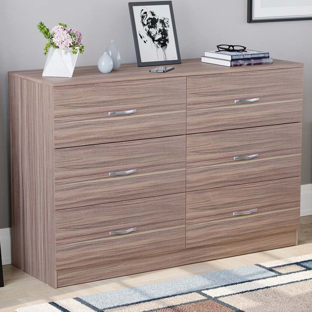 Vida Designs Riano 6 Drawer Walnut Chest of Drawers with Metal Handles Image 1