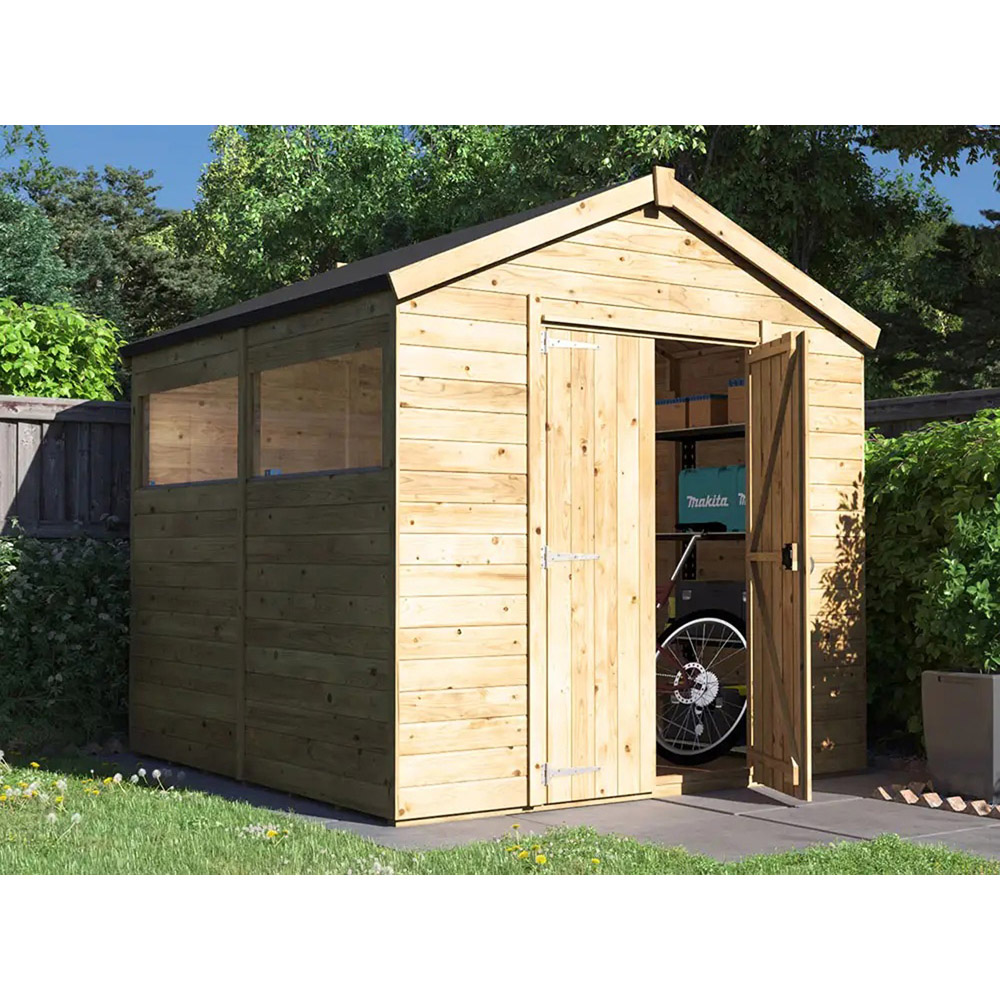 Dunster House Overlord 8 x 8ft Modular Brown Apex Bike Shed Image 2