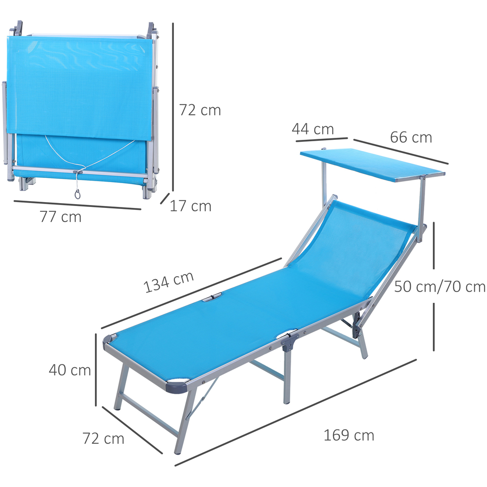 Outsunny Blue Recliner Sun Lounger with Canopy Image 8
