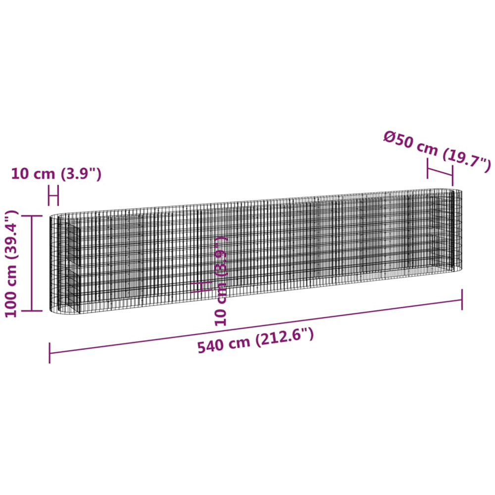 vidaXL Silver Galvanised Iron Gabion Raised Bed 540 x 50 x 100cm Image 7