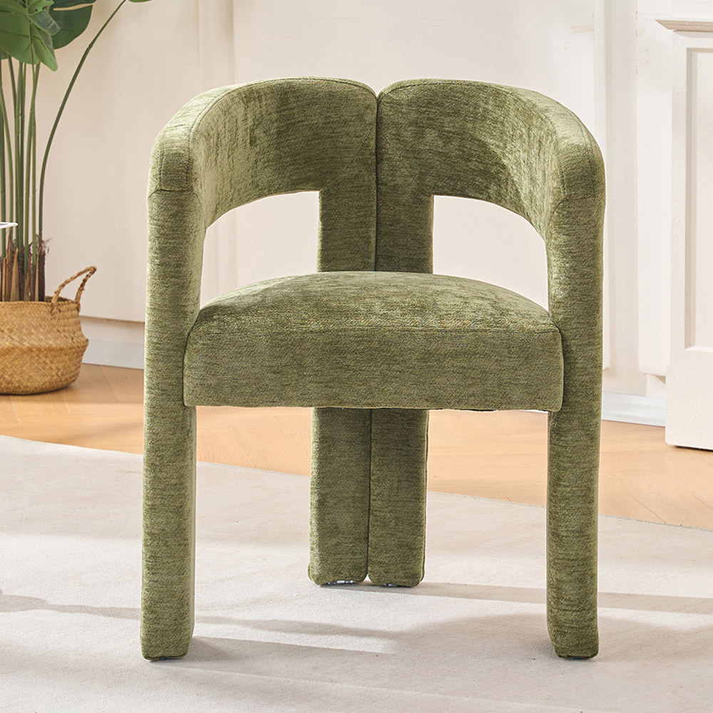 Living and Home Green Chenille Upholstered Accent Chair Image 8