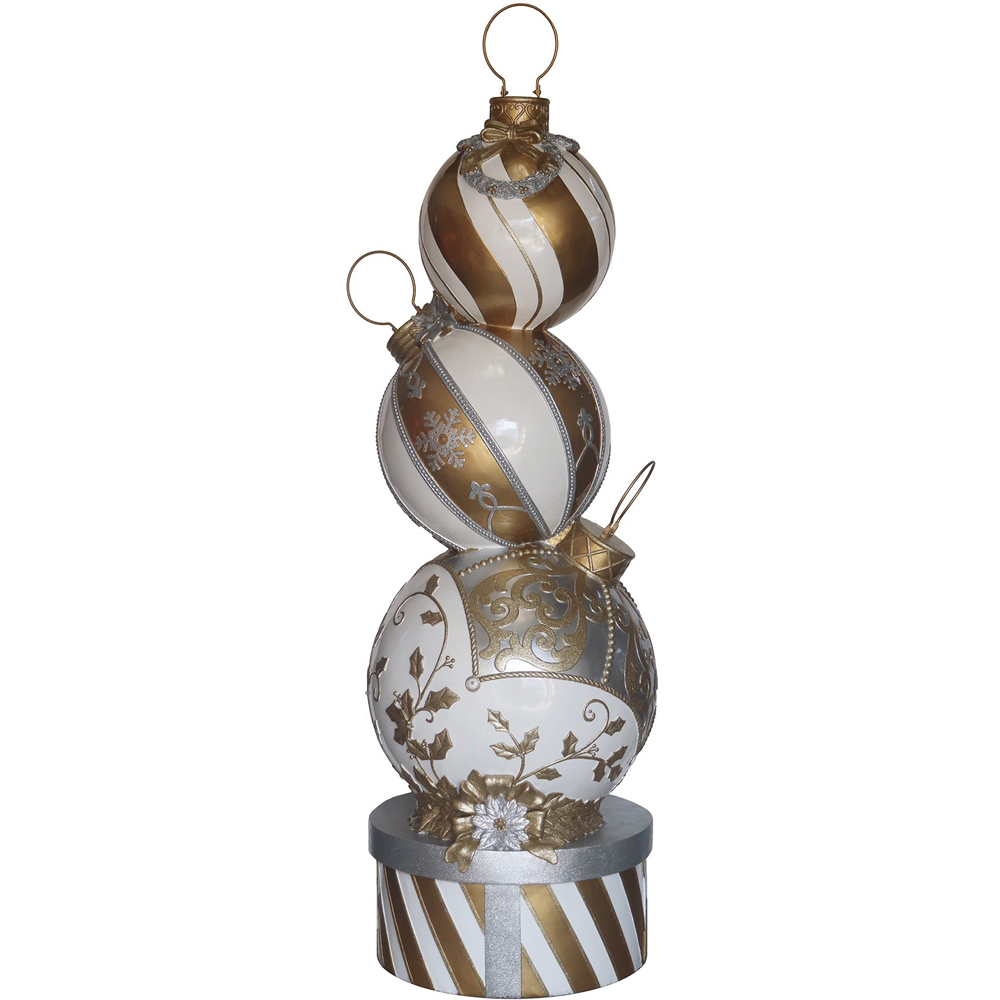 The Christmas Centre Gold and White LED Bauble Stack Decoration 150cm Image 1