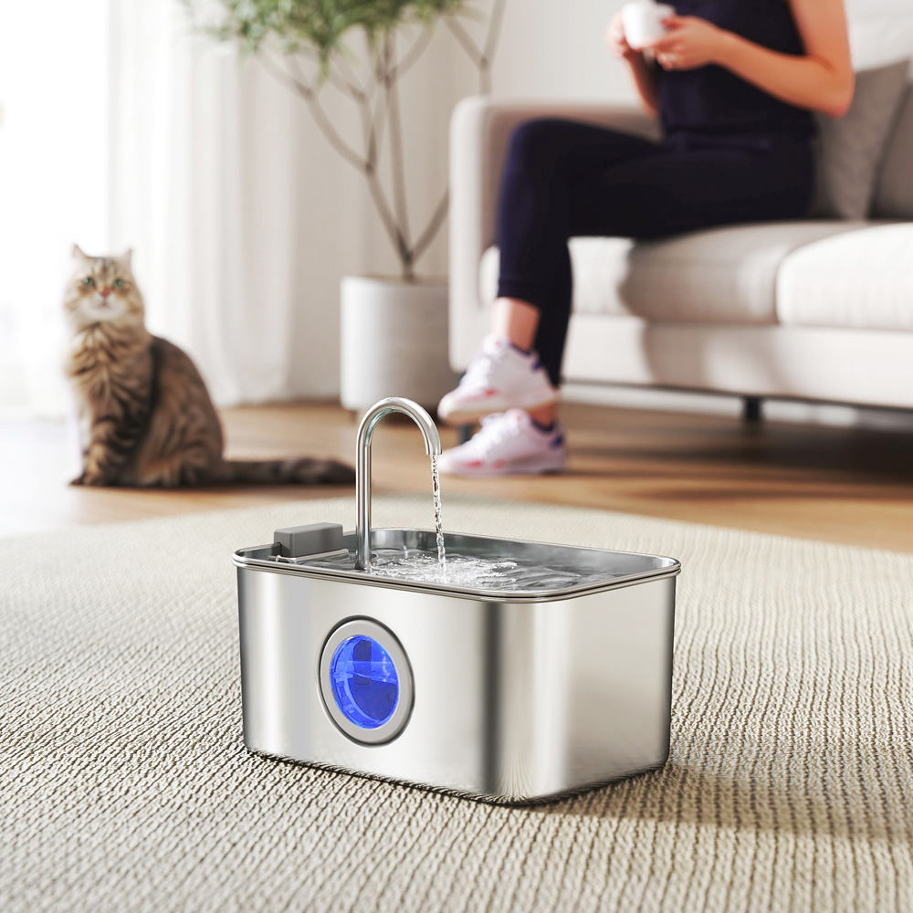 PawHut 3.2L Stainless Steel Cat Water Fountain Image 2