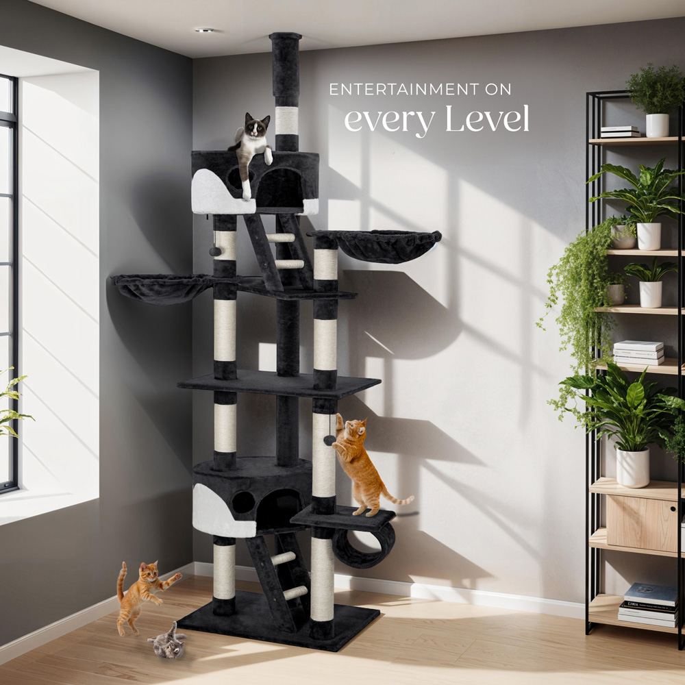 tectake Hansi Black and White Cat Tree with Scratching Posts 260cm Image 8