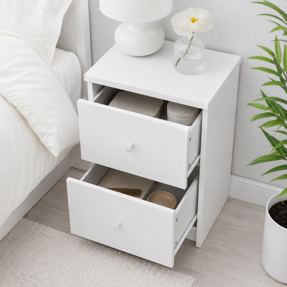 Core Products Erin 2 Drawer White Finish Bedside Cabinet  Image 4