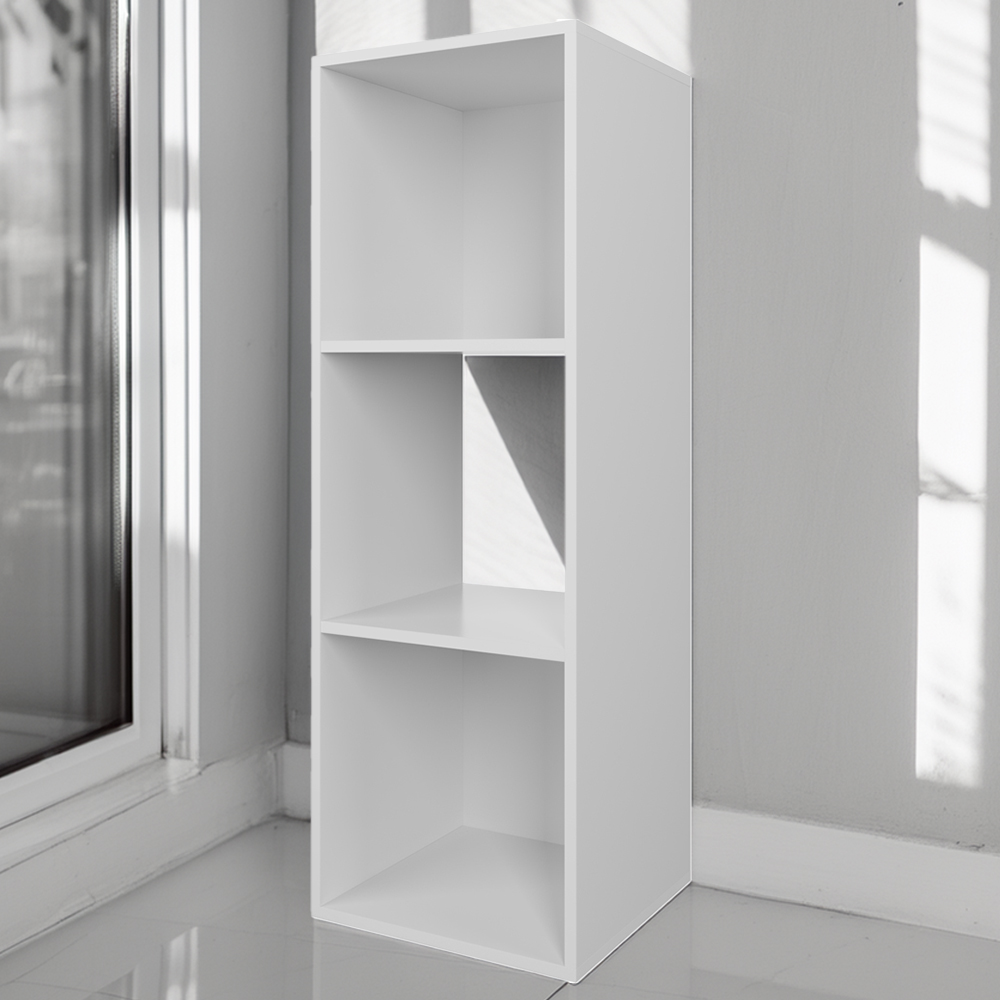 Living Elements 3 Compartment White Compact Cube Storage Unit Image 1