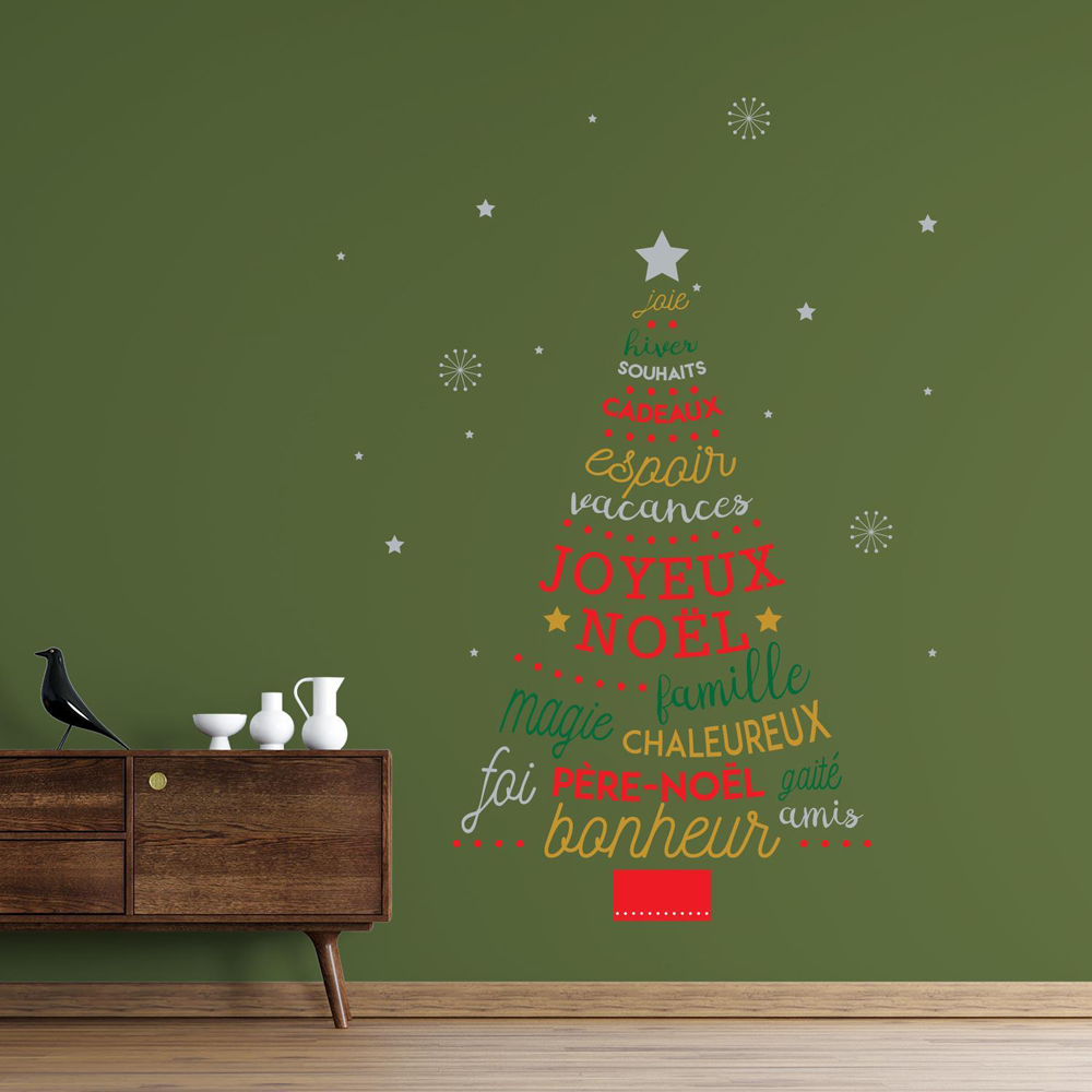 Walplus French Quotes Christmas Tree Self Adhesive Wall Stickers 22 Piece Image 5