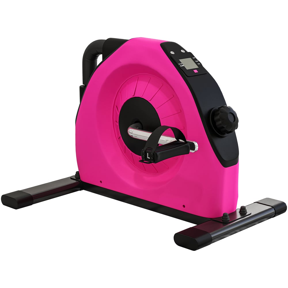 SPORTNOW Pink Portable Mini Exercise Bike with LCD Display Image 1