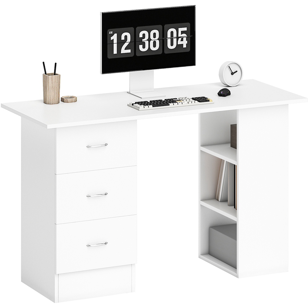 Portland 3 Drawer 3 Shelf Customisable Computer Desk White Image 2