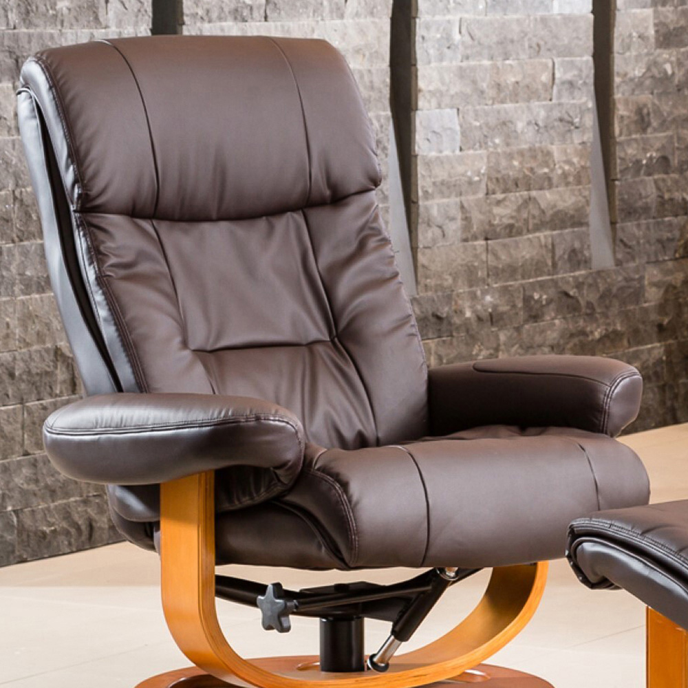 Artemis Home Barriston Brown Swivel Recliner Chair with Footstool Image 2