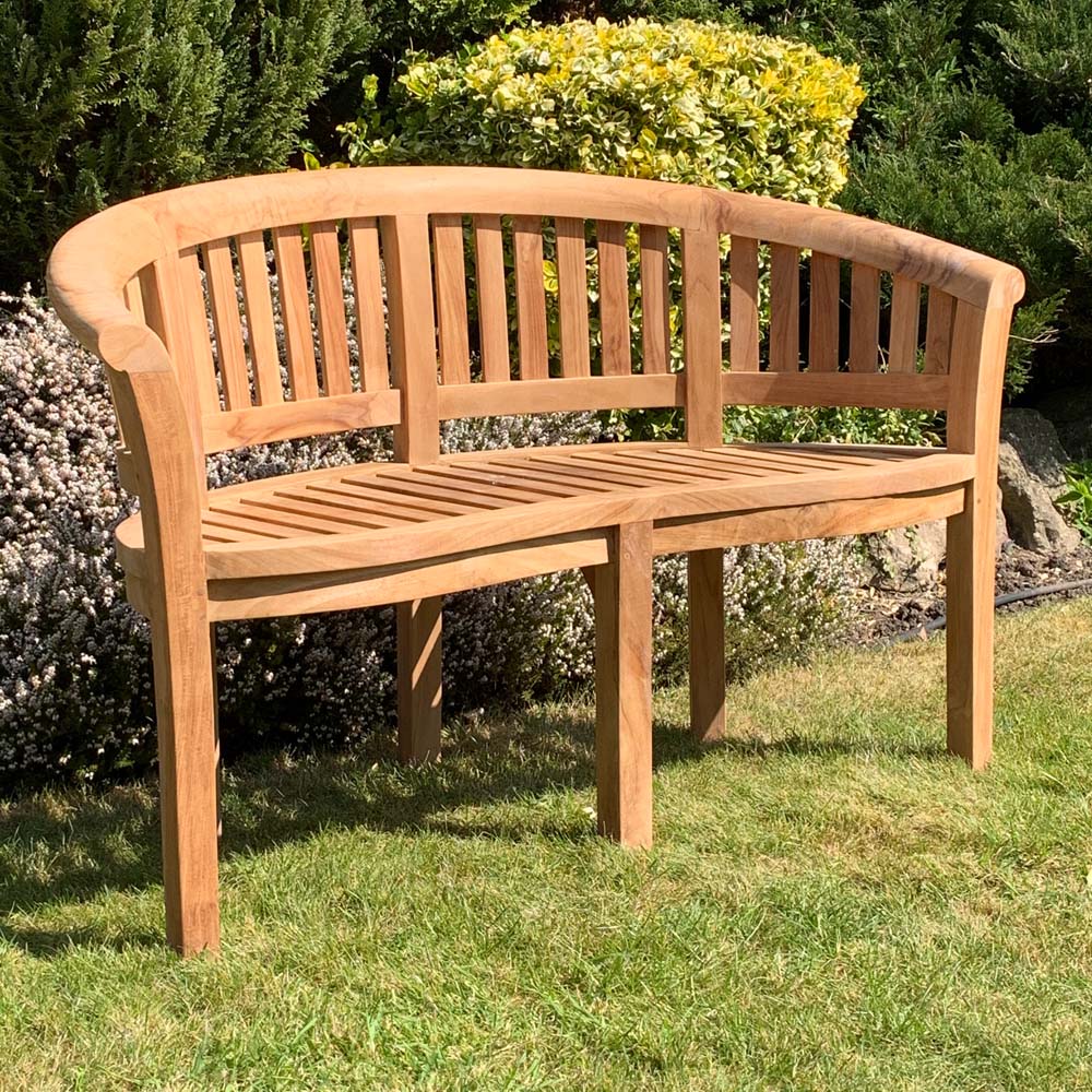 Acacia Home Peanut 2 Seater Natural Wood Garden Bench Image 1