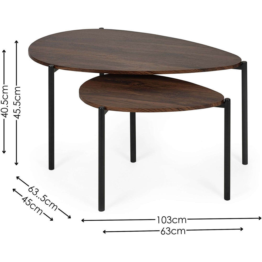 Julian Bowen Lorette Walnut Effect Teardrop Nest of Tables Set of 2 Image 9