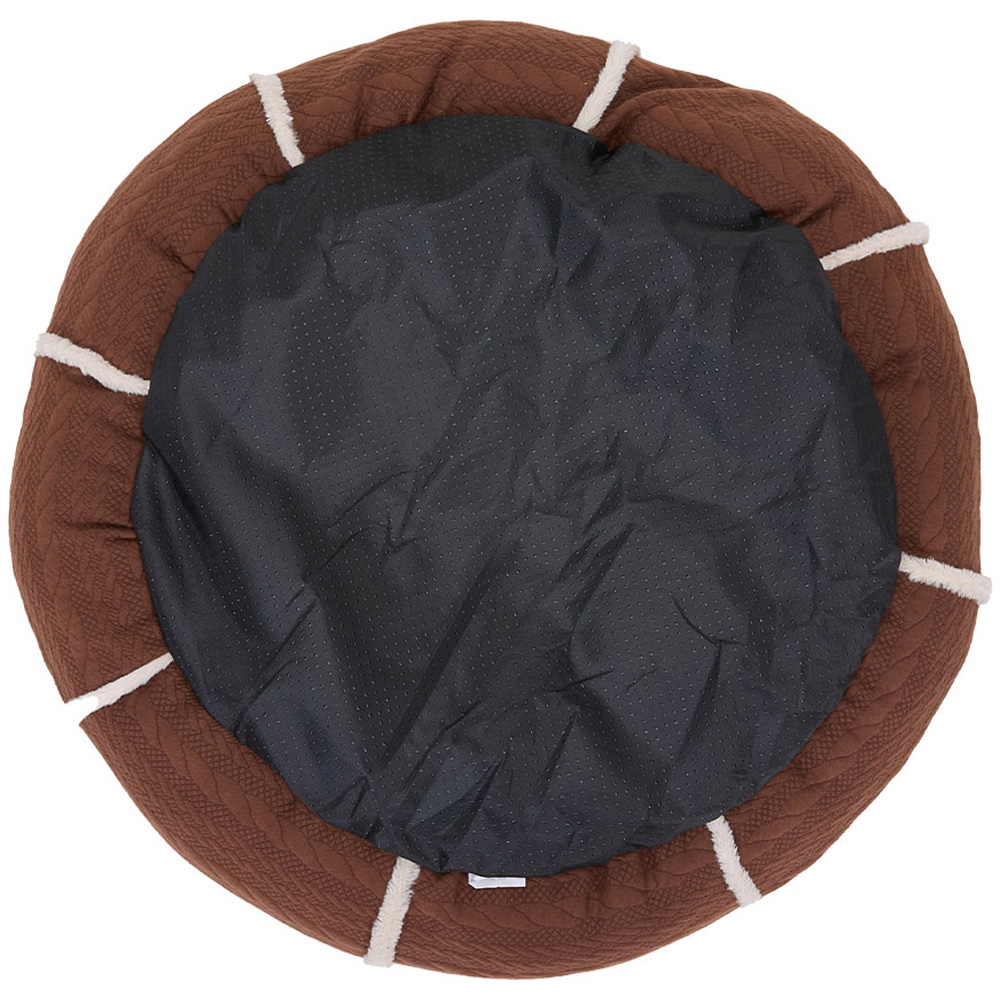 H&O Direct 60cm Dark Brown Plush Warm Pet Bed with Anti-Slip Bottom Image 3