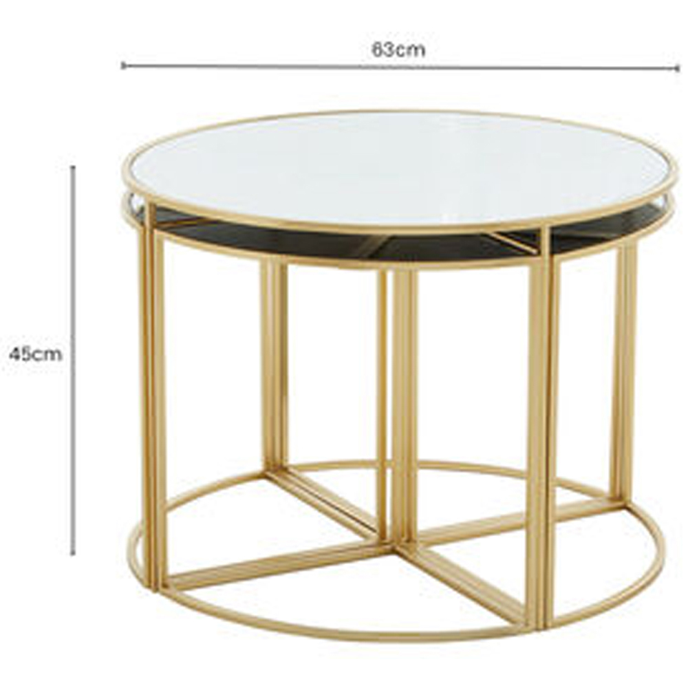 Premier Housewares Jolie Gold Finish Mirrored Top Nest of Tables Set of 5 Image 3