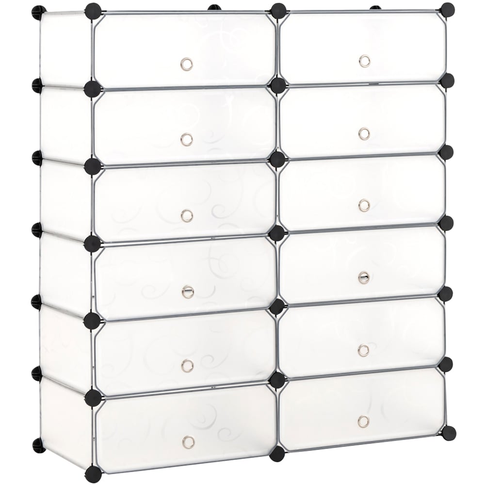 Costway 12 Cube White Shoe Organizer Image 1