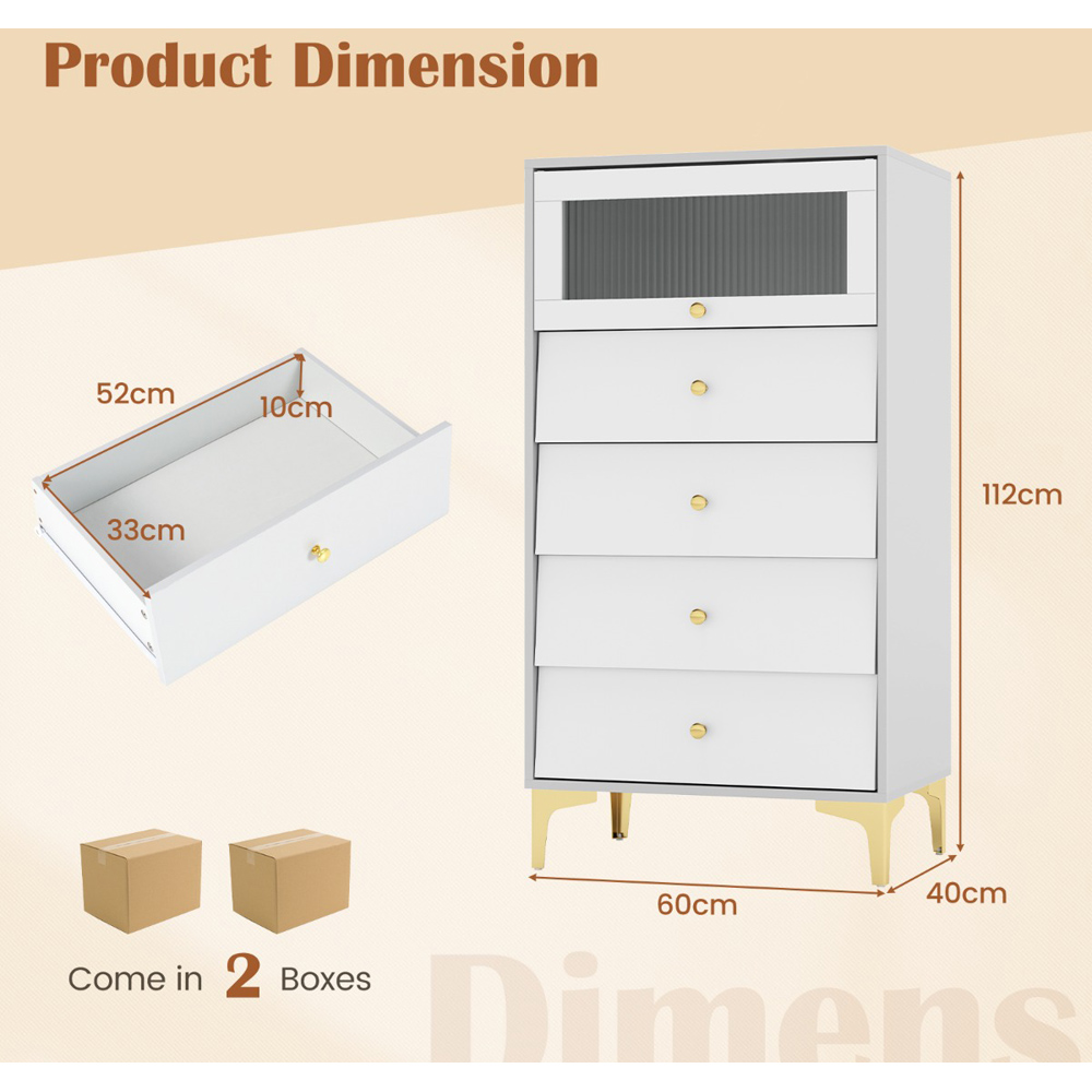 Costway 4 Drawer Single Door 3/4 Drawer Dresser Cabinet Image 9