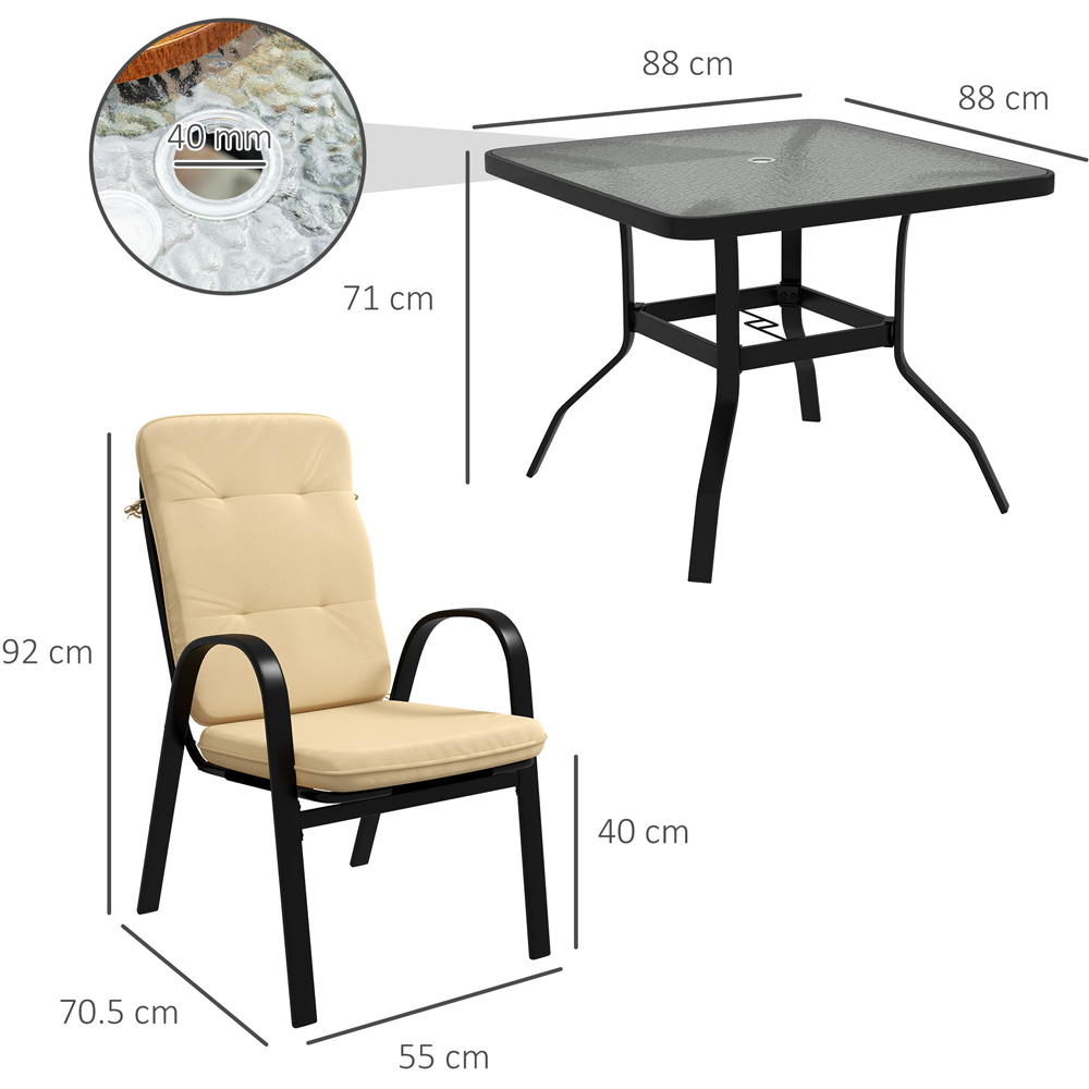 Outsunny 4 Seater Beige Outdoor Garden Dining Set Image 8