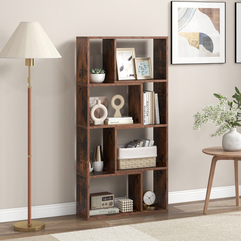 Costway 8 Cube Brown Geometric Bookshelf Image 3