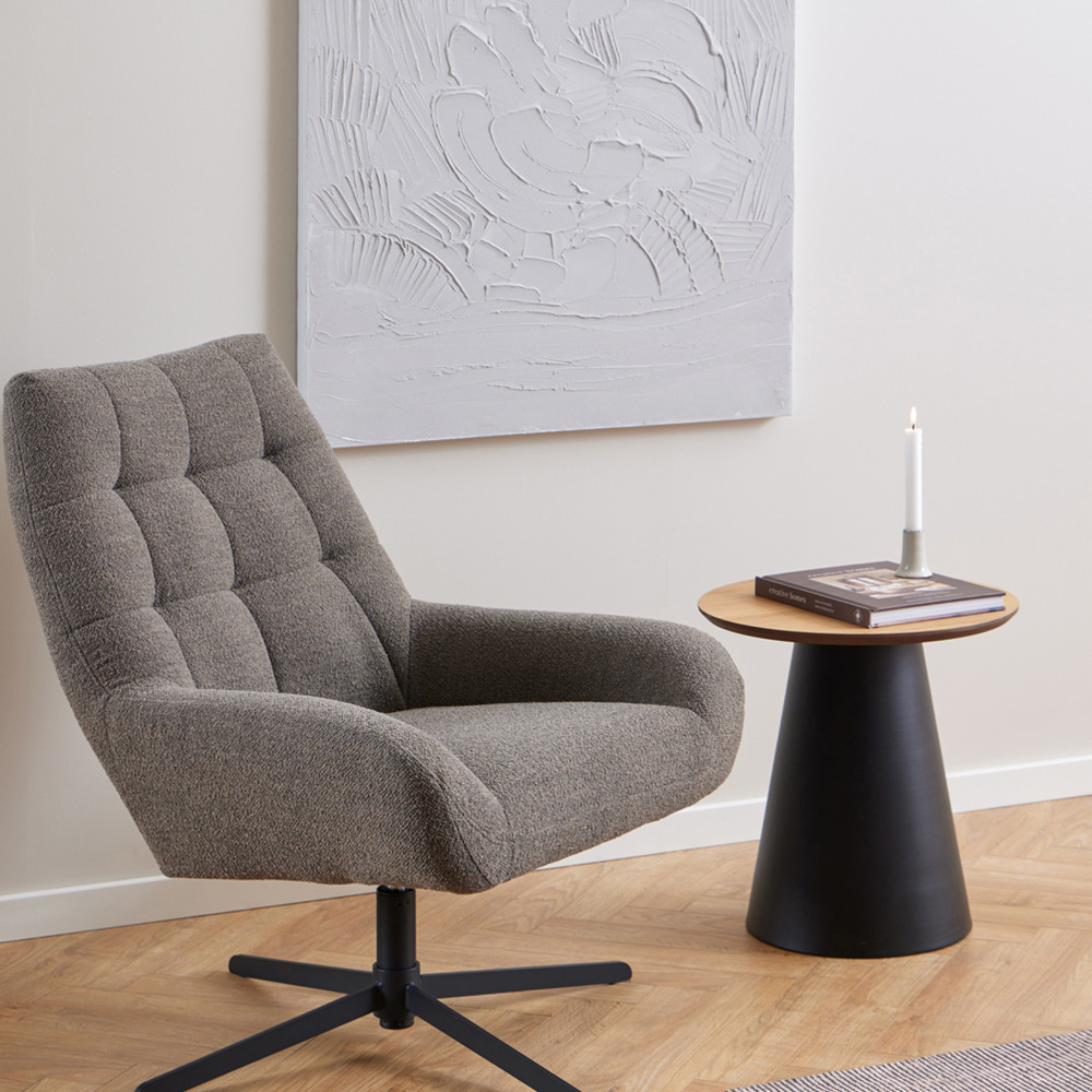 Florence Soli Round Black and Oak Coffee Table Image 6