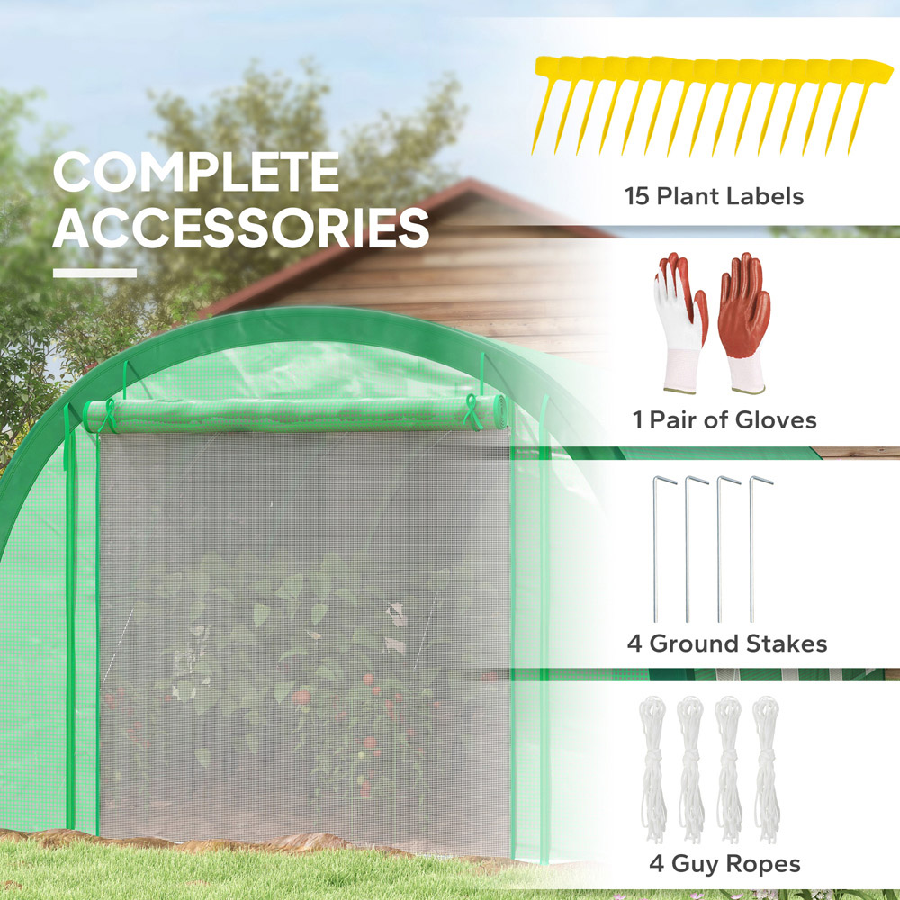 Outsunny Walk-in Tunnel Greenhouse with Mesh Door and Windows 9.8 x 19.3ft Image 8