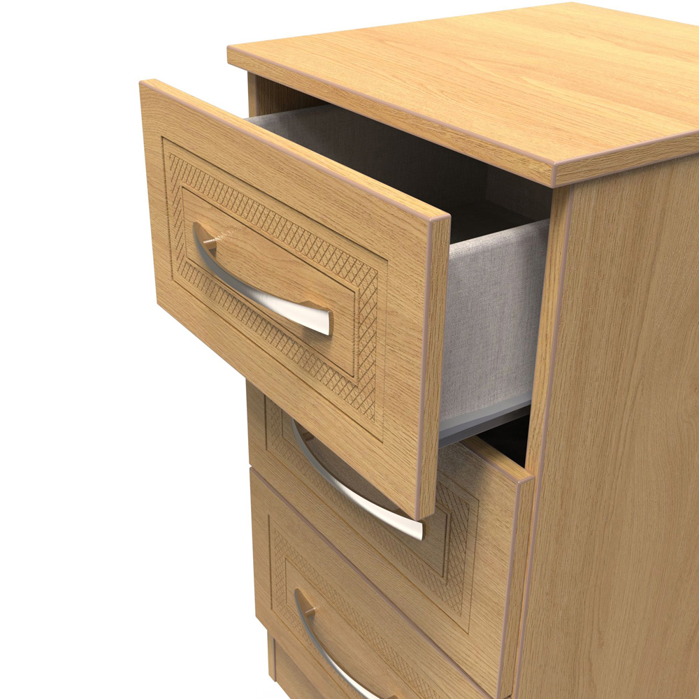Crowndale Dorset 3 Drawer Modern Oak Bedside Table with Wireless Charging Ready Assembled Image 5