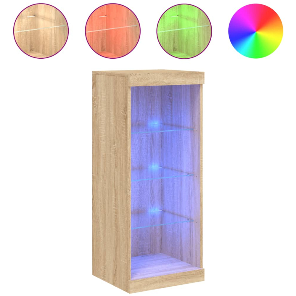vidaXL 4 Shelf Sonoma Oak Narrow Sideboard with LED Lights Image 2