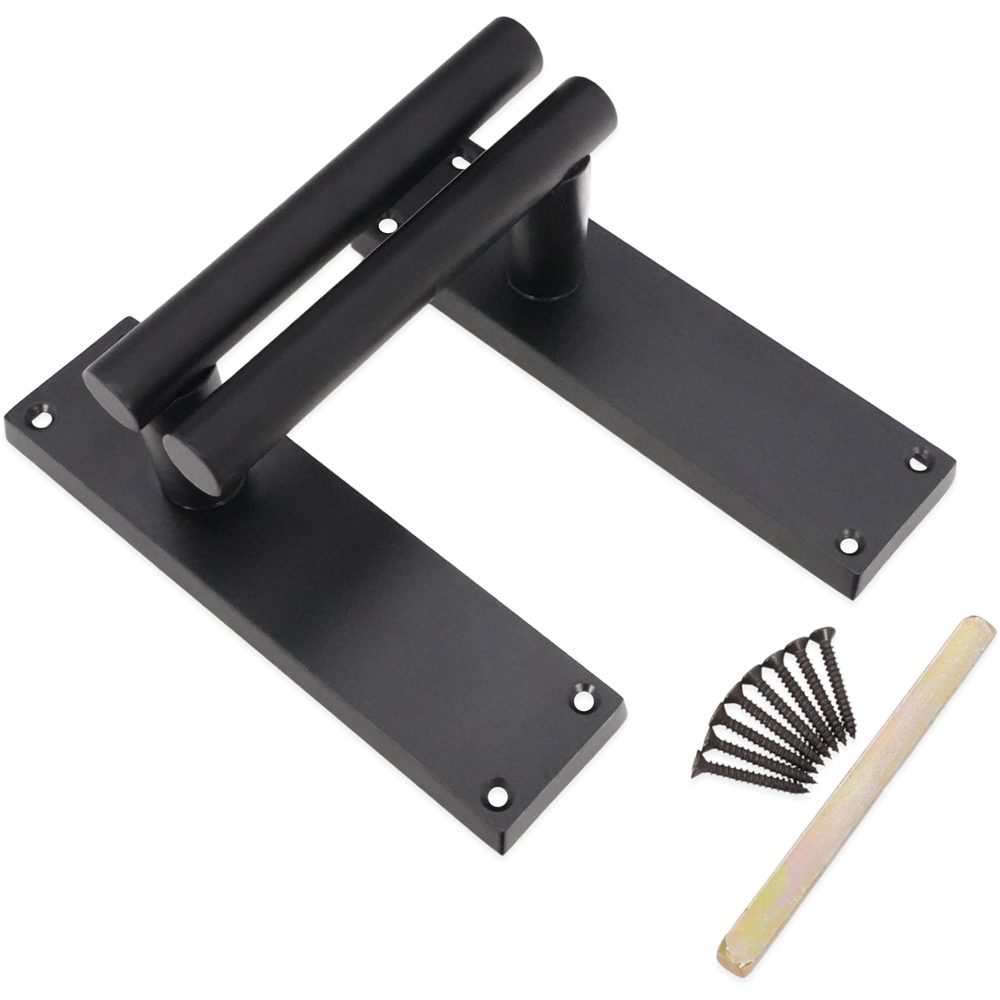 Spira Brass Jura Matt Black Lever on Backplate Door Handle with Latch 2 Pack Image 3