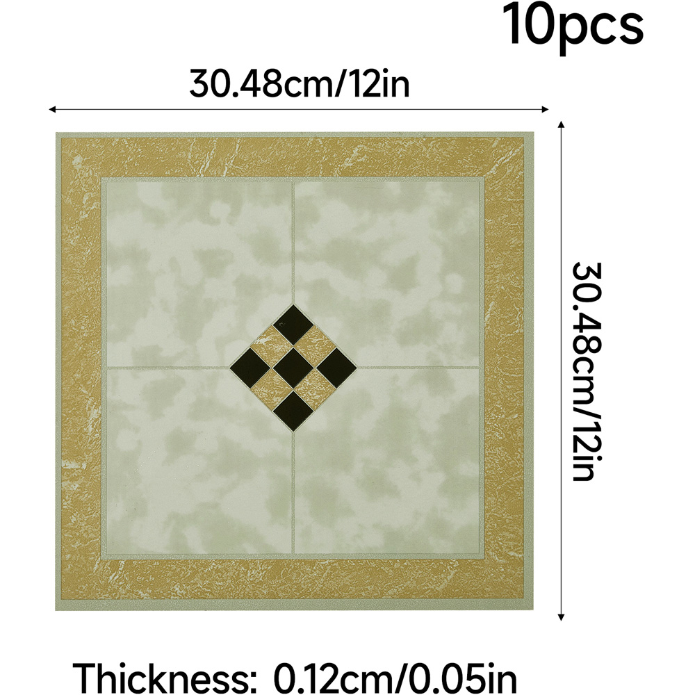 Living and Home Gold Self-Adhesive PVC Flooring Tile 10 Pack Image 9