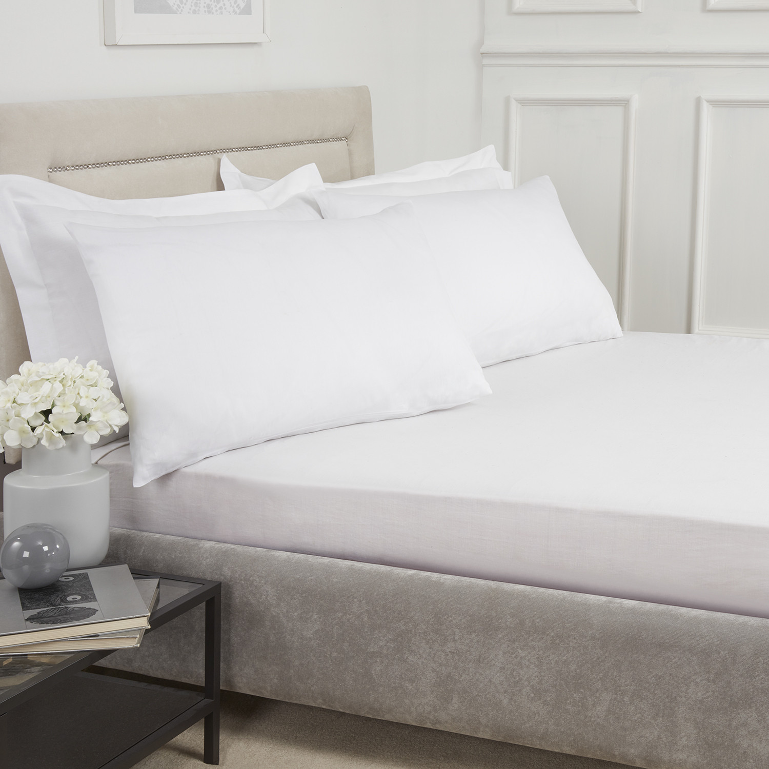 180 Thread Count Cotton Deep Fitted Sheet - White / Superking Image