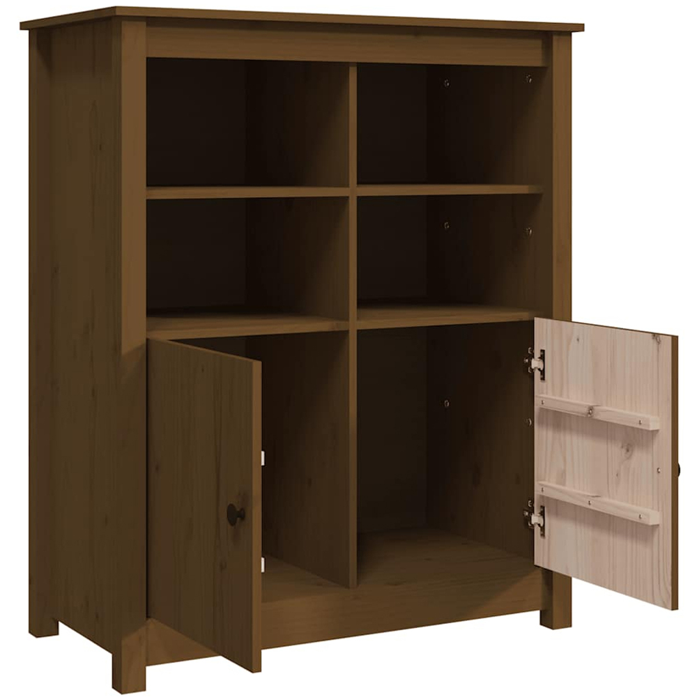 vidaXL 2 Door 4 Shelf Honey Brown Pine Wood Sideboard Image 7