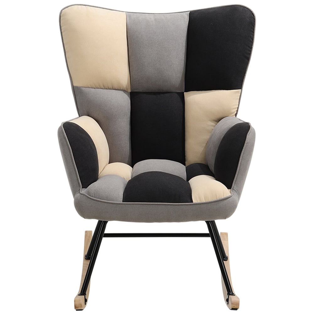 Living and Home Tufted Linen Upholstered Rocking Chair Image 2