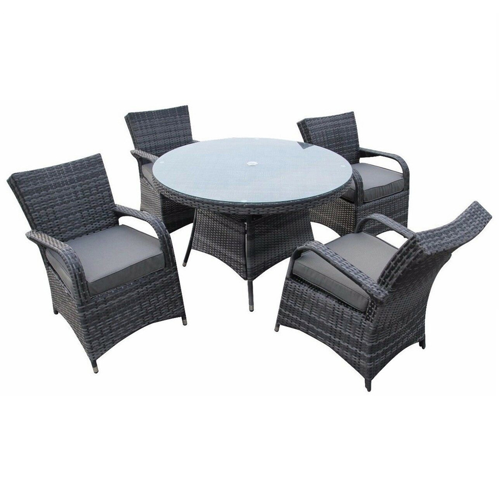 Furniture One 4 Seater Grey Rattan Garden Dining Set Image 2