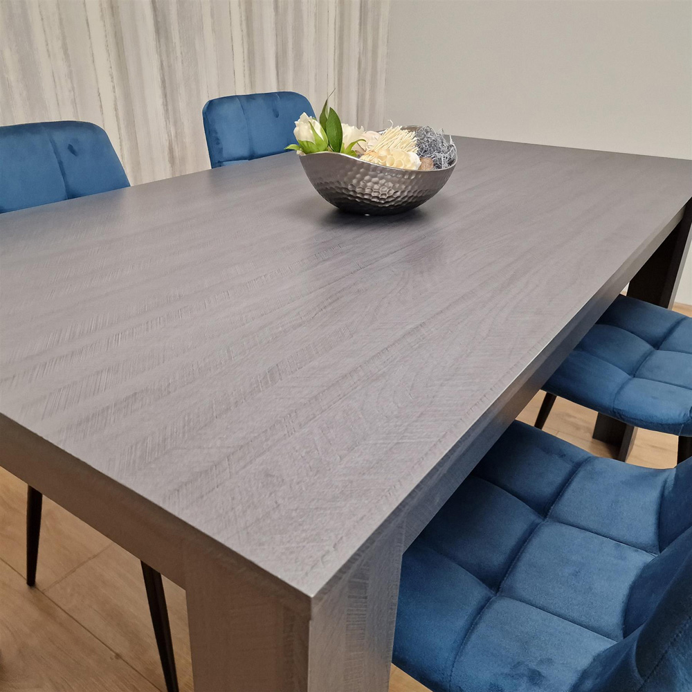 Kosy Koala 4 Seater Velvet Arrow Design Dining Set Dark Grey and Blue Image 6