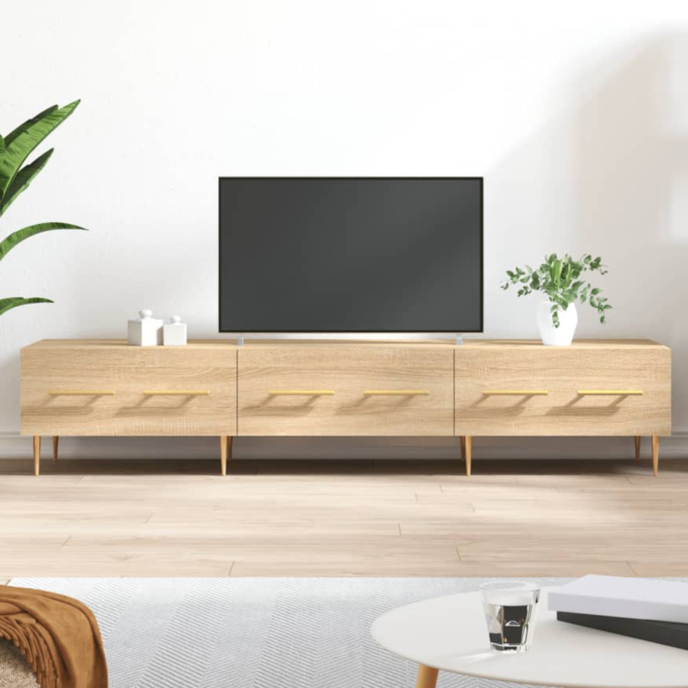 vidaXL 3 Drawer Sonoma Oak Wide TV Cabinet Image 1