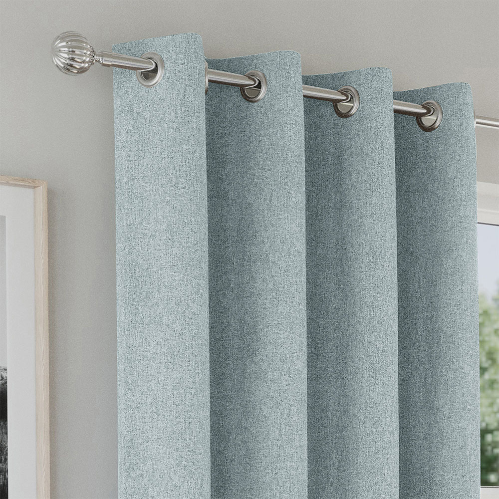 Enhanced Living Austin Blue Plain Thermal Blackout Eyelet Curtains 168 x 183cm Image 3