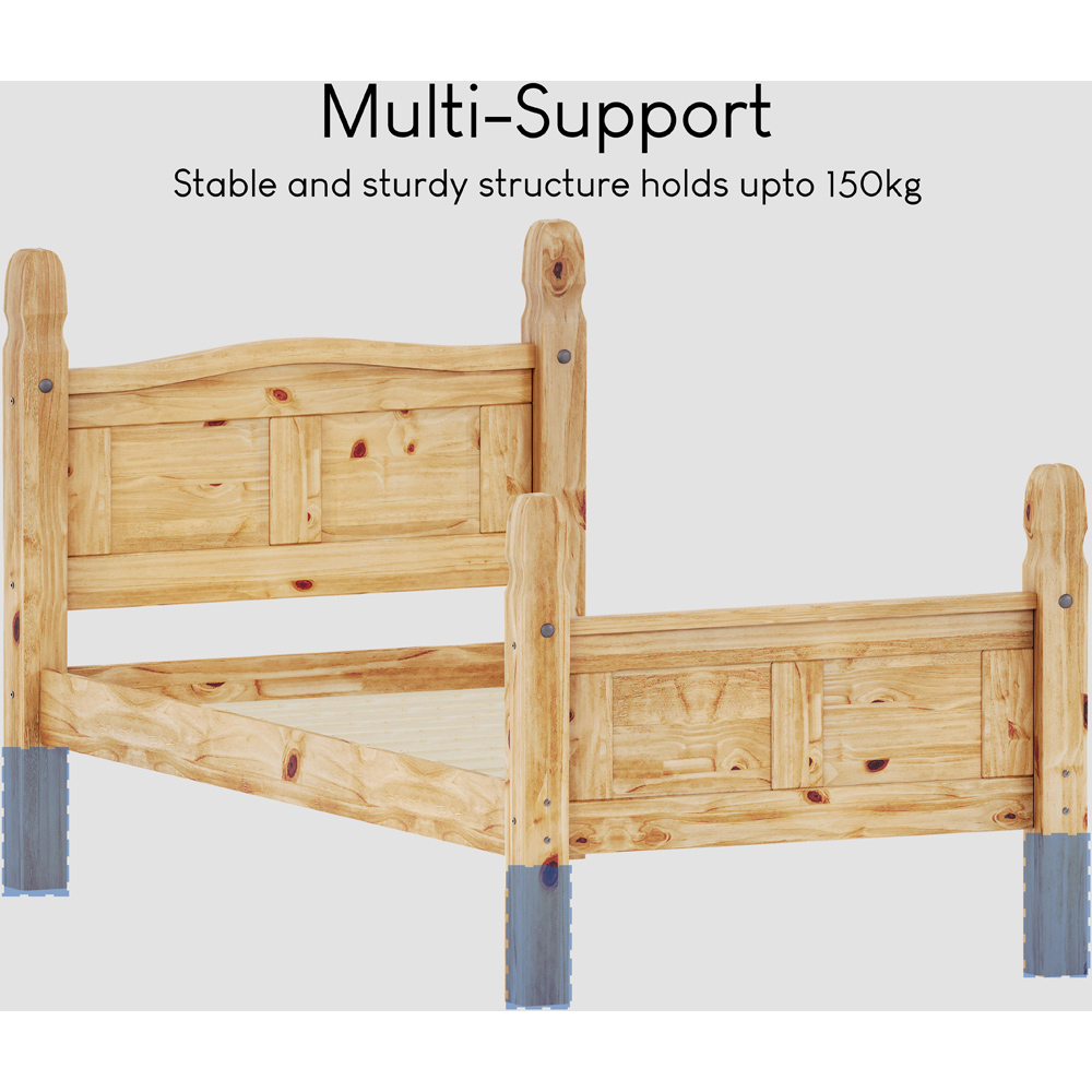 Vida Designs Corona Single Pine High Foot Wooden Bed Frame Image 5