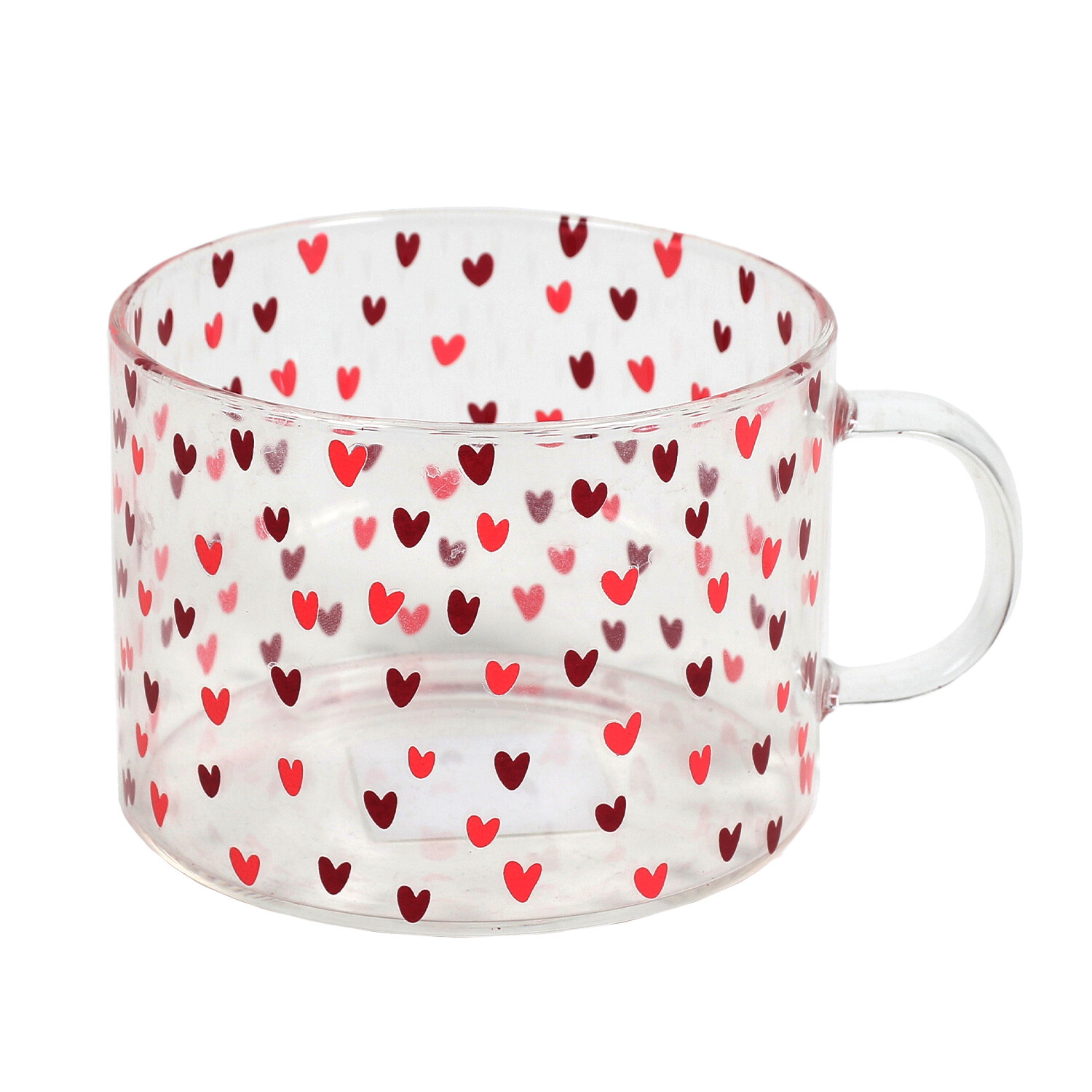 Red Hearts Pattern Glass Mug Image