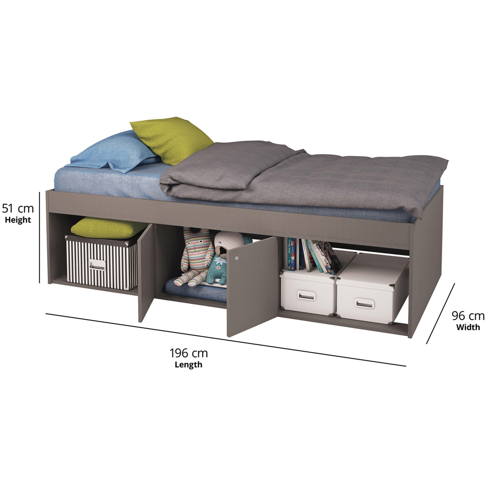 Kudl Single Grey Low Cabin Bed Image 4