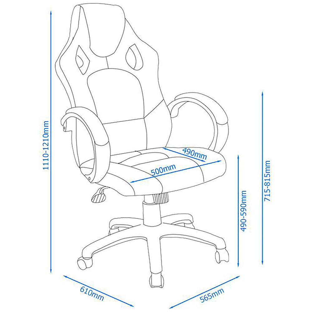 Alphason Daytona Blue Faux Leather Racing Chair Image 5